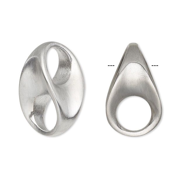 Component, stainless steel, satin, 23x13.5mm with (2) 8mm holes. Sold per pkg of 2. image number 0