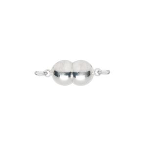 Clasp magnetic 1pkg1 sterling silver, 12x8mm double round, 1-strand