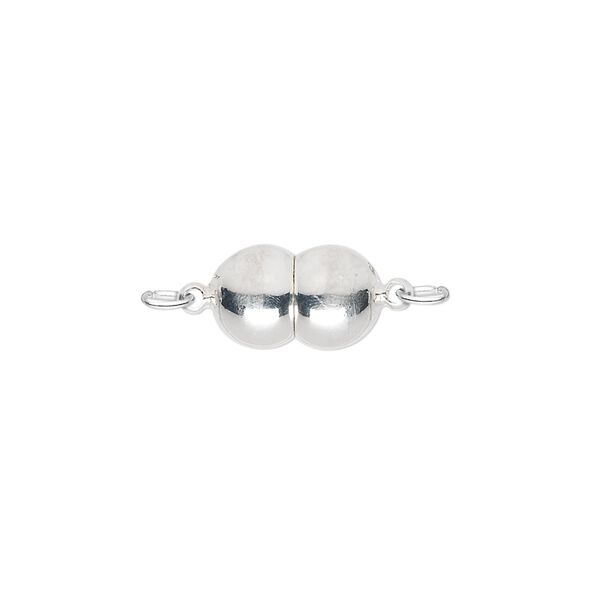 Clasp, magnetic, sterling silver, 12x8mm smooth double round. Sold individually. image number 0
