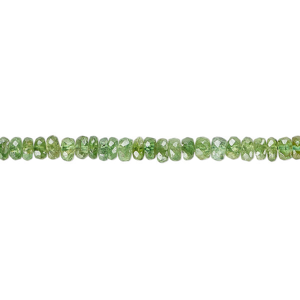 Bead, chrome diopside (natural), 3x1mm-4x2mm hand-cut faceted rondelle with 0.4-0.6mm hole, B+ grade, Mohs hardness 5-1/2 to 6. Sold per 6-inch strand. image number 0
