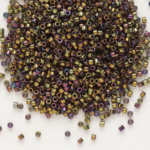 Seed bead, Delica®, glass, pkg/250g, #11 round, opaque metallic iris bronze (DB-0023).