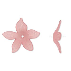 Component, acrylic, frosted pink, 25x5mm flower. Sold per pkg of 50.