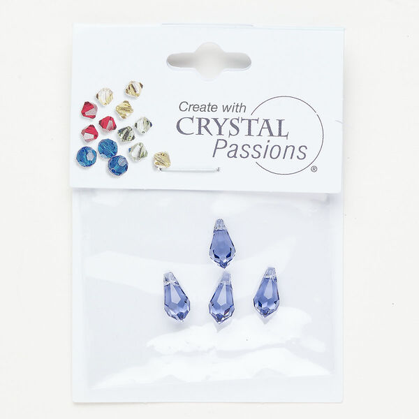 Briolette 1pkg4 tanzanite, Crystal Passions®, 11x6mm pendant drop 6000 image number 0