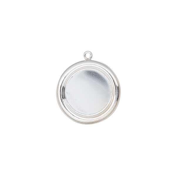 Drop, sterling silver, 16mm single-sided round with 12mm round setting. Sold individually. image number 0