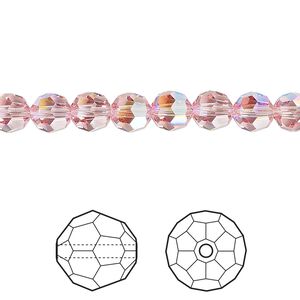 Bead 144pk light rose shimmer, Crystal Passions® 6mm round 5000