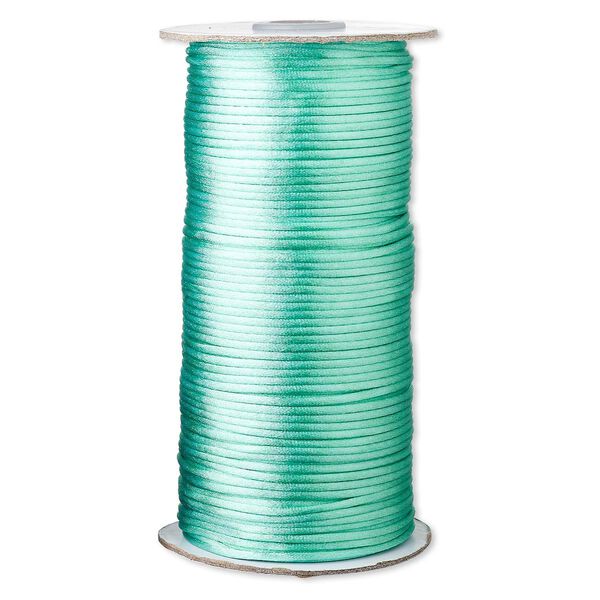 Cord, Satinique™, satin, sea foam green, 2mm regular. Sold per 400-foot spool. image number 0