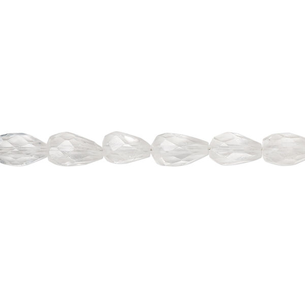 Bead, quartz crystal (natural), 8x5mm-10x6mm hand-cut faceted teardrop, B- grade, Mohs hardness 7. Sold per 6-inch strand. image number 0