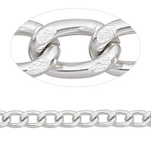Chain 1pkg1 curb, 5mm, aluminum / anodized silver 5 foot unfinished