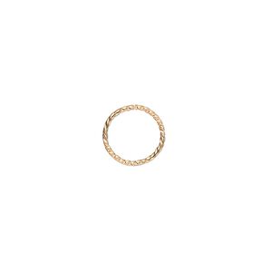 Jump ring, gold-plated brass, 10mm twisted round, 8.4mm inside diameter, 21 gauge. Sold per pkg of 100.
