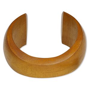 Bracelet, cuff, wood (dyed / waxed), light brown, 20-41mm wide hand-carved tapered concave band, 8 inches. Sold individually.
