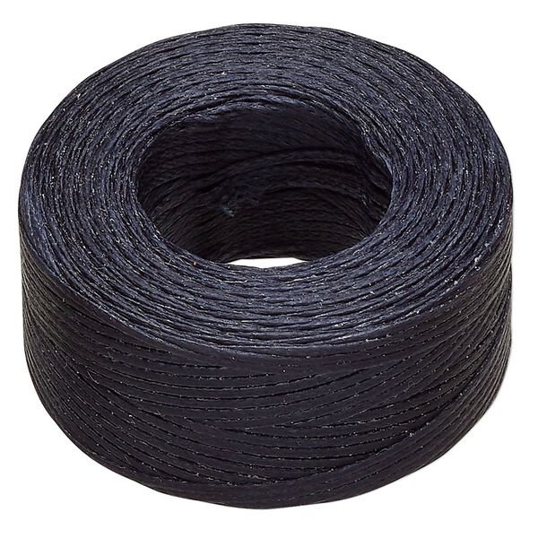 Thread, Hemptique®, polyester, pkg/50 yards, denim, 0.8mm braided flat. image number 0