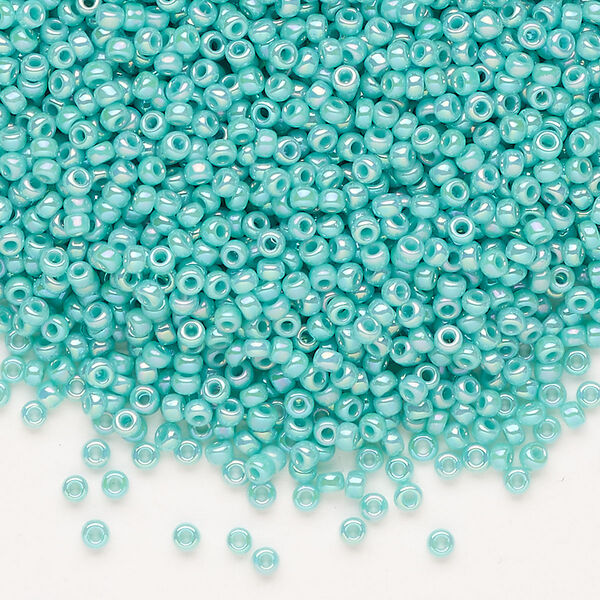 Seed bead, Miyuki, glass, pkg/250g, #11 rocaille, opaque rainbow sea opal, (RR-485). image number 0