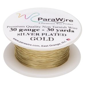 Wire, ParaWire™, gold-finished and silver-plated copper, round, 30 gauge. Sold per 30-yard spool.