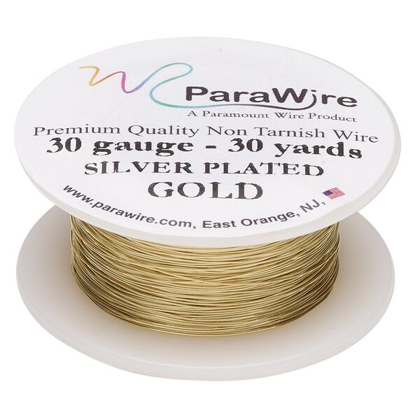 Wire, ParaWire™, gold-finished and silver-plated copper, round, 30 gauge. Sold per 30-yard spool. image number 0