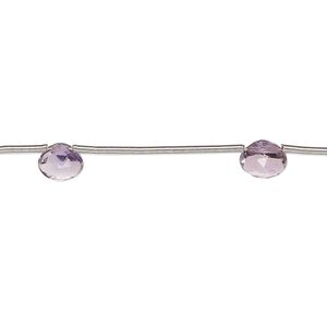 Amethyst 1pkg7, hand-cut top-drilled faceted puffed teardrop bead natural 6x5mm-7mm