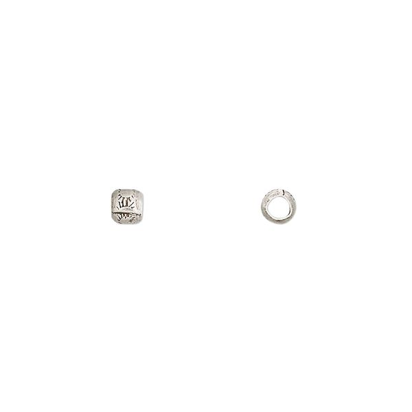 Bead, Hill Tribes, sterling silver, 3mm round with suns. Sold per pkg of 10. image number 0