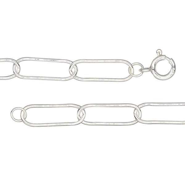 Chain, sterling silver, 5.5mm paperclip, 20 inches with springing clasp. Sold individually. image number 0