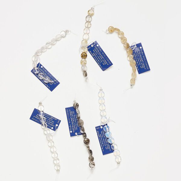 Bead mix, glass, multicolored, 8mm flat round. Sold per pkg of (6) 11-piece sets. image number 0