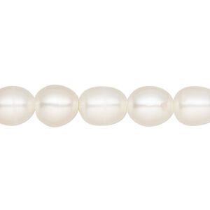 Pearl, cultured freshwater (bleached), white, 8-9mm rice, C- grade, Mohs hardness 2-1/2 to 4. Sold per 8-inch strand, approximately 15-20 beads.