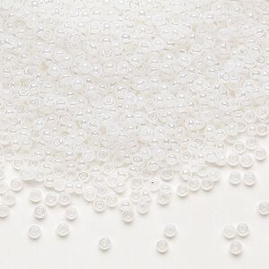 Seed bead, Preciosa Ornela Czech glass, pkg/50g, #11 rocaille, opaque luster alabaster, (57102).