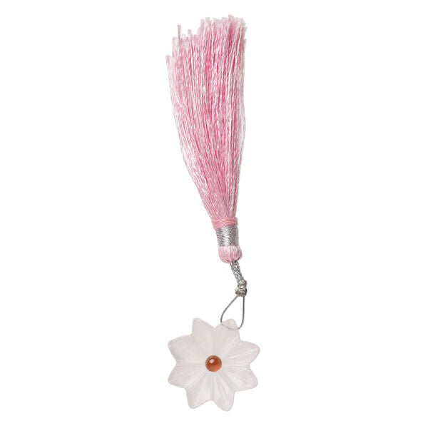 Light rose quartz / garnet 1pkg1, top-drilled hand-cut 1sided carved flower bead natural, 22mm image number 2