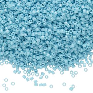 Seed bead, Delica®, glass, pkg/7.5g, #11 round, Duracoat® opaque outside dyed Nile blue (DB-2128).
