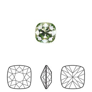 Fancy stone 2pk peridot foil back, Crystal Passions® Regenerated 10mm cushion 4470