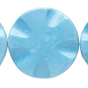 Magnesite 1pkg1, wavy flat round bead 15 inch 35mm