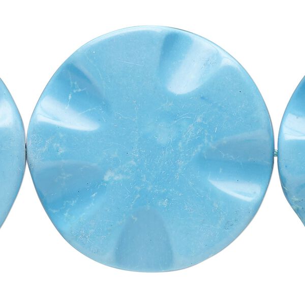 Magnesite 1pkg1, wavy flat round bead 15 inch 35mm image number 0