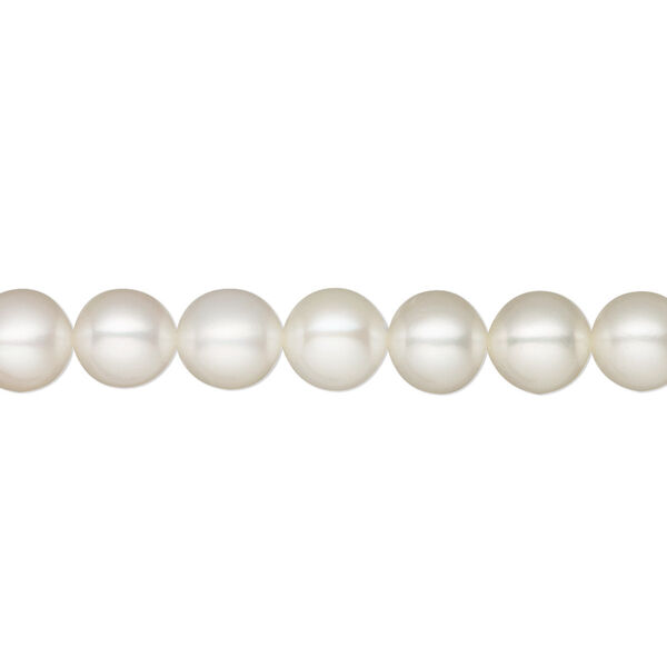 Pearl, White Lotus™, cultured freshwater (bleached), white, 6.5-7mm semi-round, B+ grade, Mohs hardness 2-1/2 to 4. Sold per 15-1/2" to 16" strand. image number 0