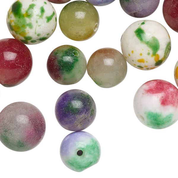 Malaysia "jade" 1pkg1, irregular round bead 2 oz mix 10-13mm image number 0