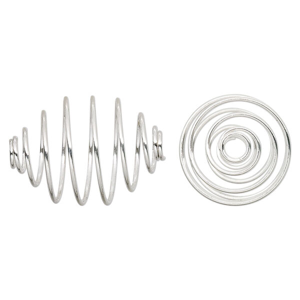Bead cage, silver-plated steel, 23x17mm tapered oval. Sold per pkg of 10. image number 0