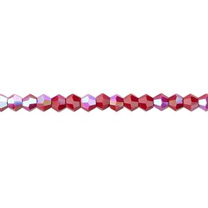 Bead 1pk opaque red AB, Celestial Crystal® 4mm bicone 15.5-16 inch