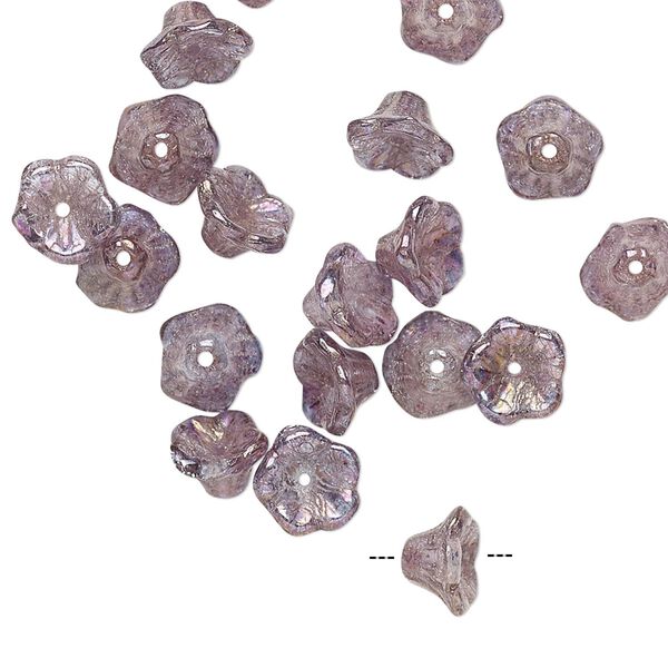 Bead, Preciosa, Czech pressed glass, translucent lilac gold luster, 7x4.5mm flower. Sold per pkg of 20. image number 0