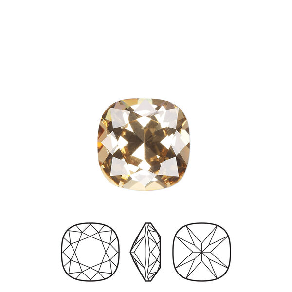Fancy stone 1pk light Colorado topaz foil back, Preciosa MAXIMA Czech crystal rhinestone 12mm cushion square image number 0