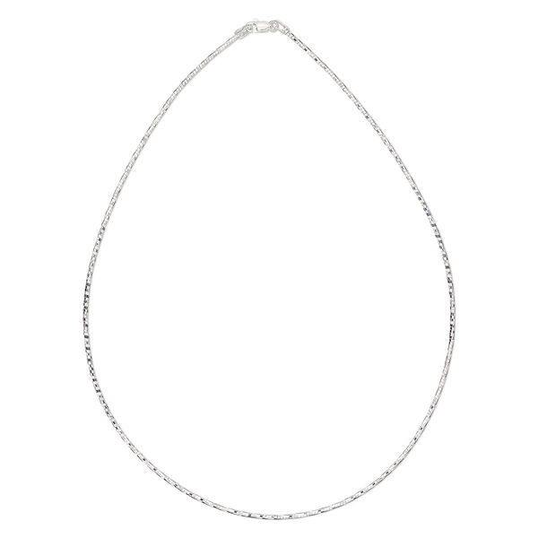 Chain, sterling silver, 1.4mm diamond-cut omega, 16 inches with lobster claw clasp. Sold individually. image number 0