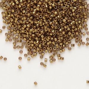 Seed bead, Delica®, glass, pkg/250g, #11 round, opaque metallic light bronze (DB-0022L).