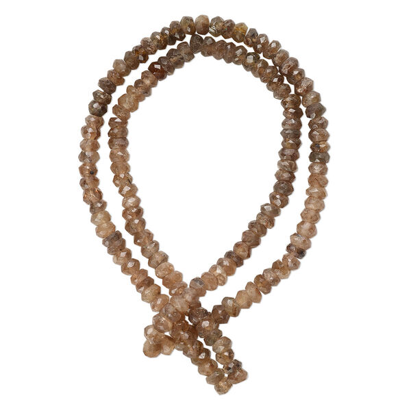 Bead, andalusite (natural), shaded, 4x2mm-5x4mm hand-cut faceted rondelle, C grade, Mohs hardness 7 to 7-1/2. Sold per 13-inch strand, approximately 140 beads. image number 0