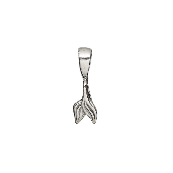 Bail, ice-pick, antique silver-plated brass, 11x6mm double leaf, 5mm grip length. Sold individually. image number 0