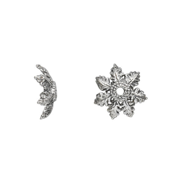 Bead cap, antiqued sterling silver, 13x5mm leaf, fits 11-14mm bead. Sold individually. image number 0