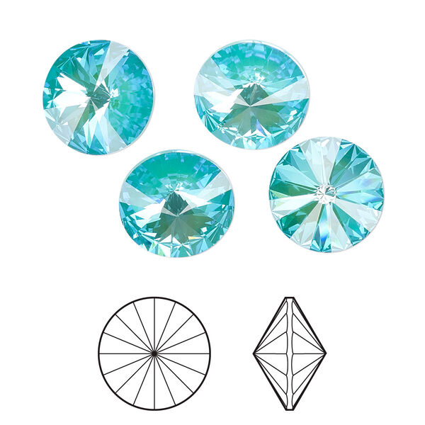 Chaton 48pk crystal laguna DeLite, Crystal Passions® 12mm rivoli 1122 image number 0