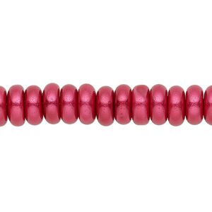 Bead, crystal pearl, wine, 8x3mm rondelle. Sold per pkg of (2) 15-1/2" to 16" strands, approximately 220 beads.