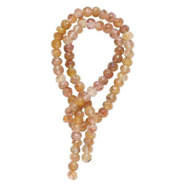 Yellow iron quartz 1pkg1, hand-cut faceted rondelle bead natural 13 inch 5x2mm-7x6mm image number 0