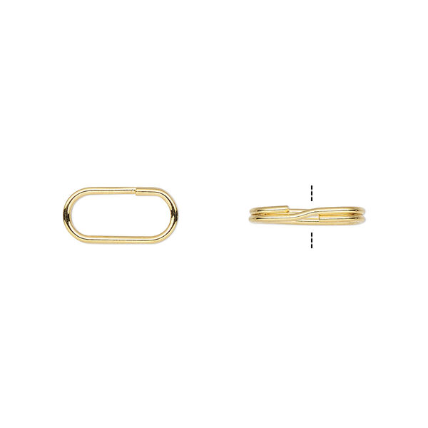 Split ring, gold-plated steel, 12x6mm oval with 10x4mm hole. Sold per pkg of 100. image number 0