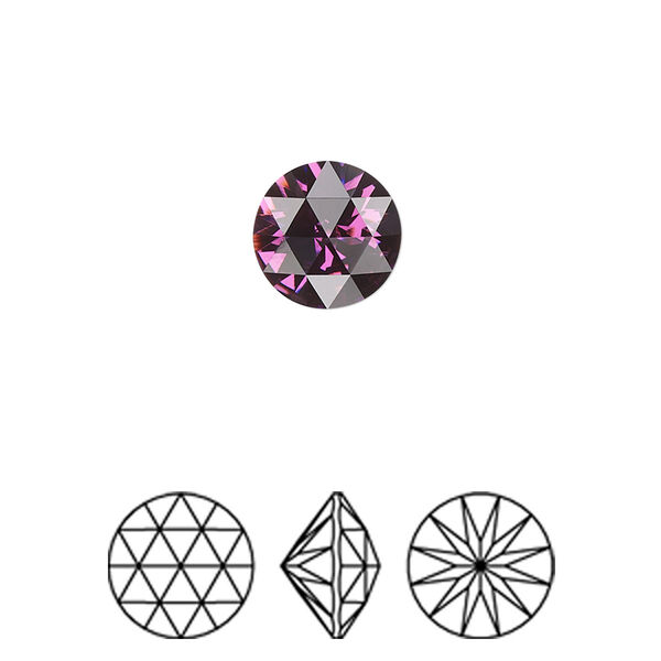 Round stone 2pk amethyst foil back, Crystal Passions® 10mm rose cut round 1401 image number 0