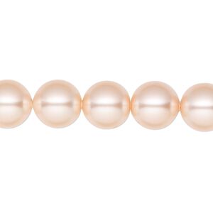 Pearl 25pk peach, Crystal Passions® 10mm round 5811