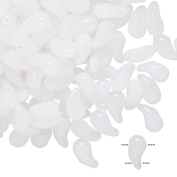 Bead, Zoliduo®, Czech pressed glass, translucent white, 8x5mm double-drilled right-facing comma. Sold per pkg of 30. image number 0