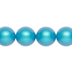 Pearl 10pk iridescent dark turquoise, Crystal Passions® 12mm round 5810