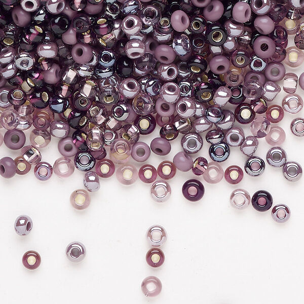 Seed bead mix Preciosa Ornela 1pkg1 Czech glass, opaque and translucent multi-purple, #8 rocaille, 50g image number 0