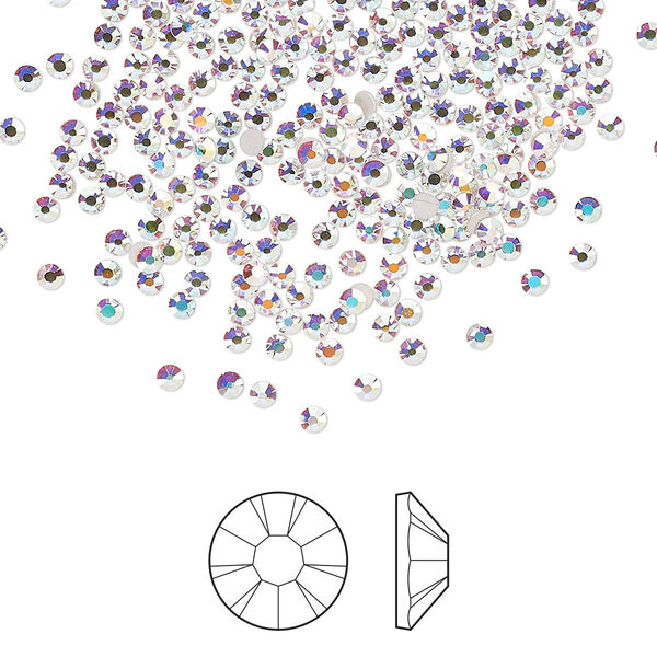 Flat back 144pk crystal AB foil back, Preciosa MAXIMA Czech crystal rhinestone 1.7-1.9mm chaton rose round SS5 image number 0